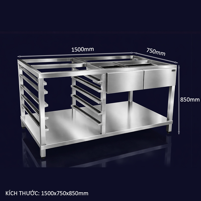 Kích thước (DxRxC): 1500x750x850 mm