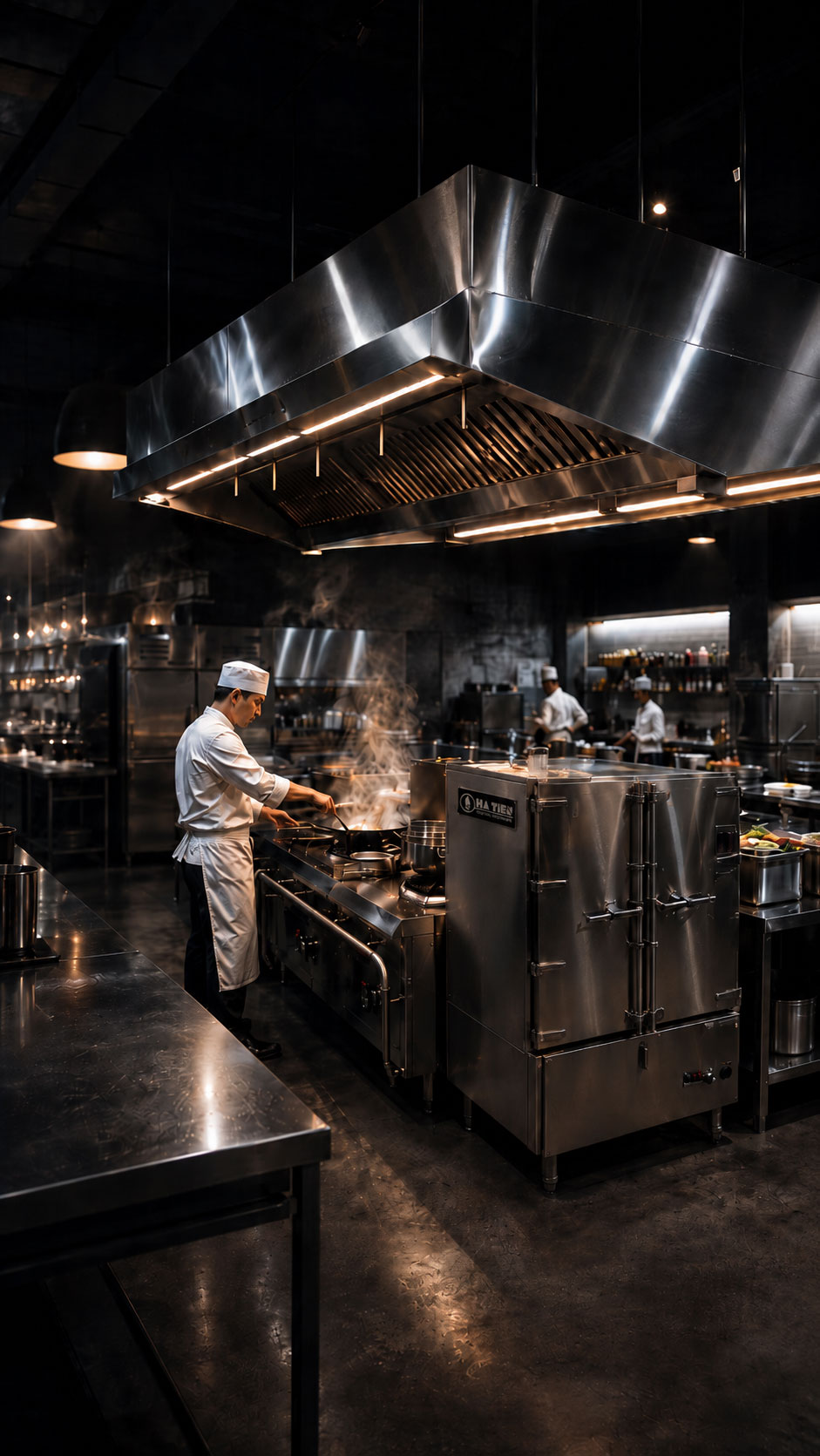 nhàu thầu bếp công nghiệp, nhà máy, banh vien, canteen, truowg học, nhà hang, khách sạn